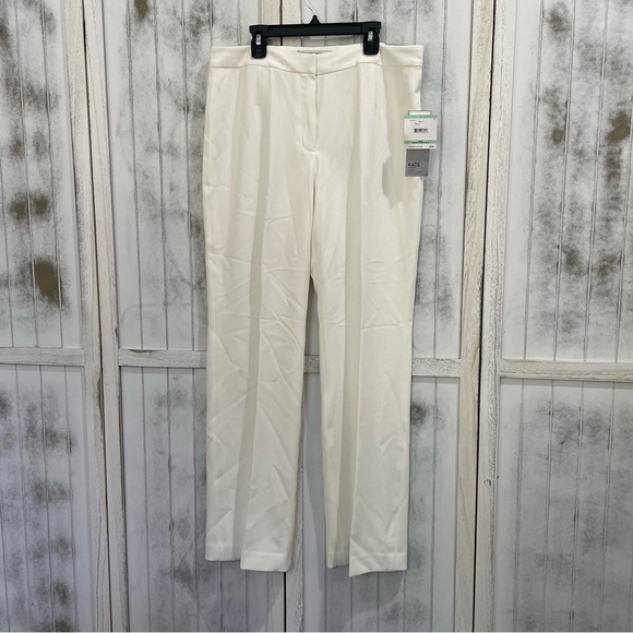 Kasper Classic fit crepe womens pants straight white 8 strech sits at waist work - Picture 12 of 12